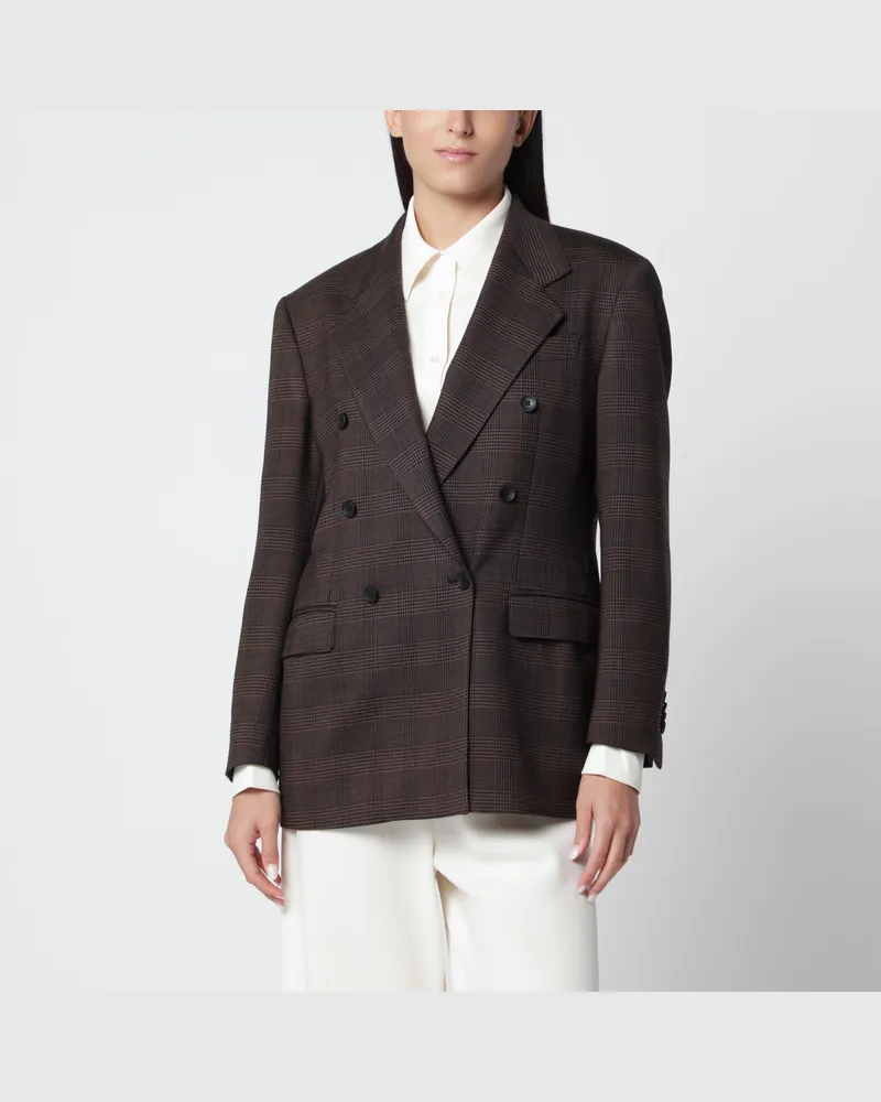 Tagliatore Braune zweireihige Jacke mit Prince-of-Wales-Karomuster Brown