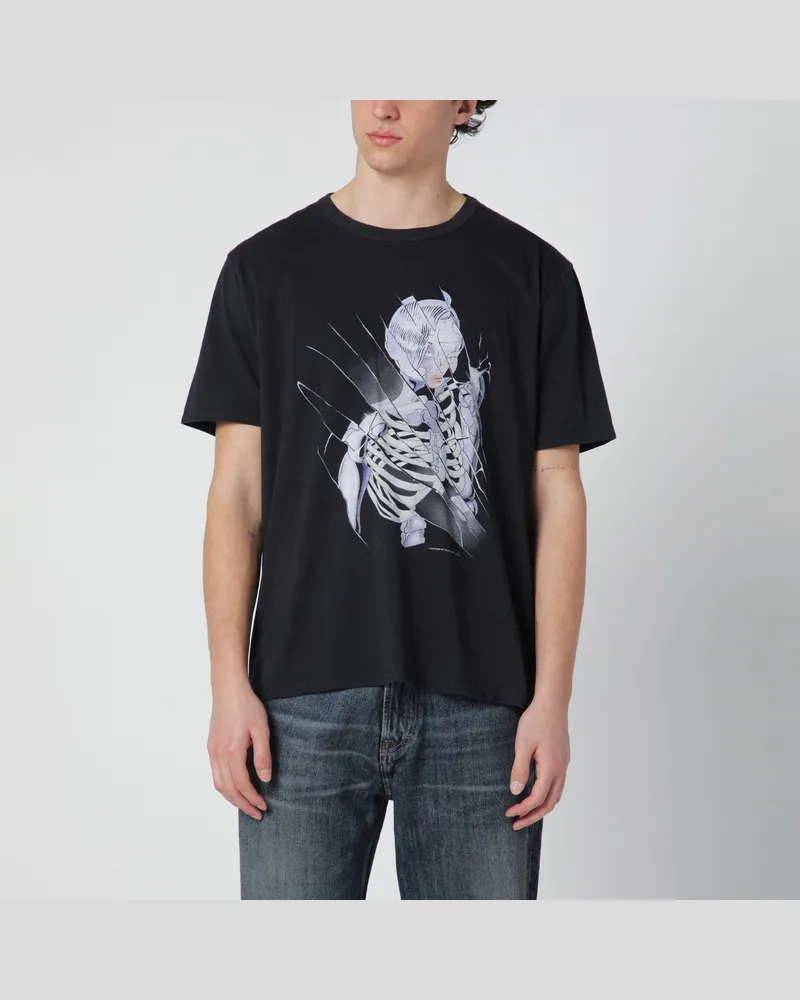 Our Legacy Schwarzes T-Shirt mit Cybernetic Angel Print Black