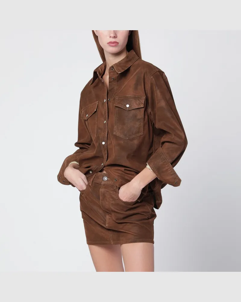 Isabel Marant Tabakfarbene Karima-Bluse aus Kunstleder Braun