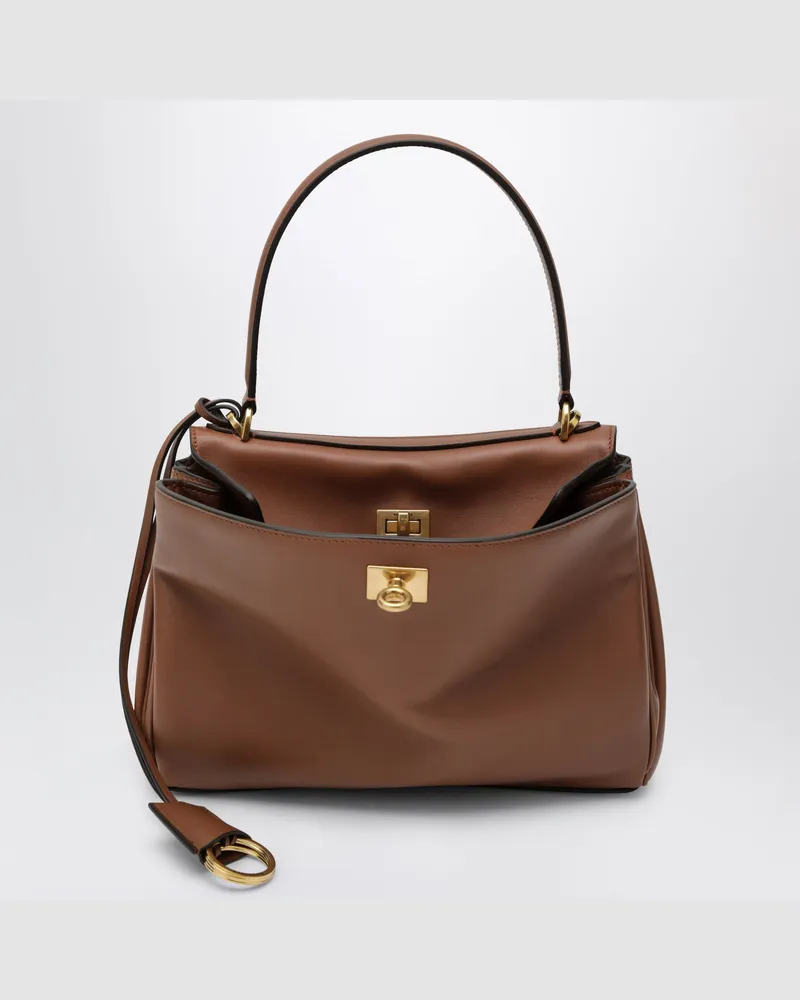 Balenciaga Kleine Rodeo-Tasche aus glattem braunem Kalbsleder Brown
