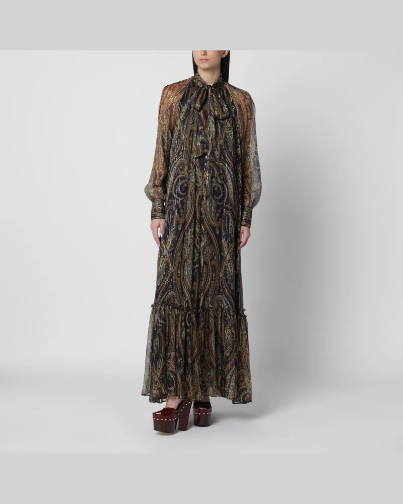 Etro Langes Kleid mit mehrfarbigem Paisley-Print Multicolor