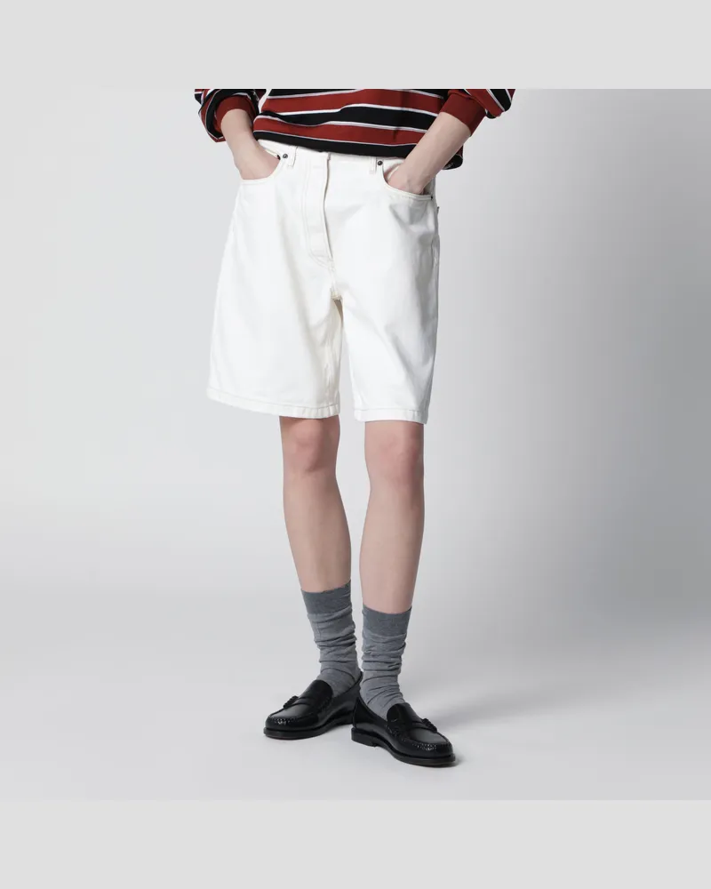 Prada Weiße Bermuda-Shorts aus Used-Denim White