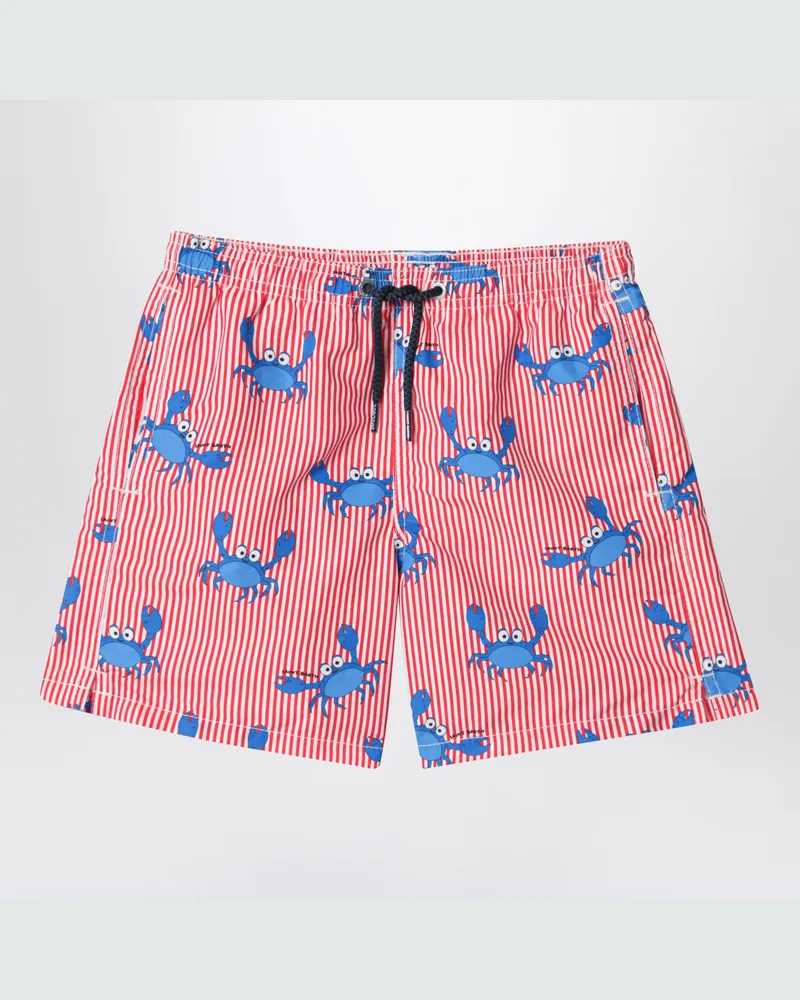 MC2 Saint Barth Gestreifter Badeanzug mit Krebsen Red