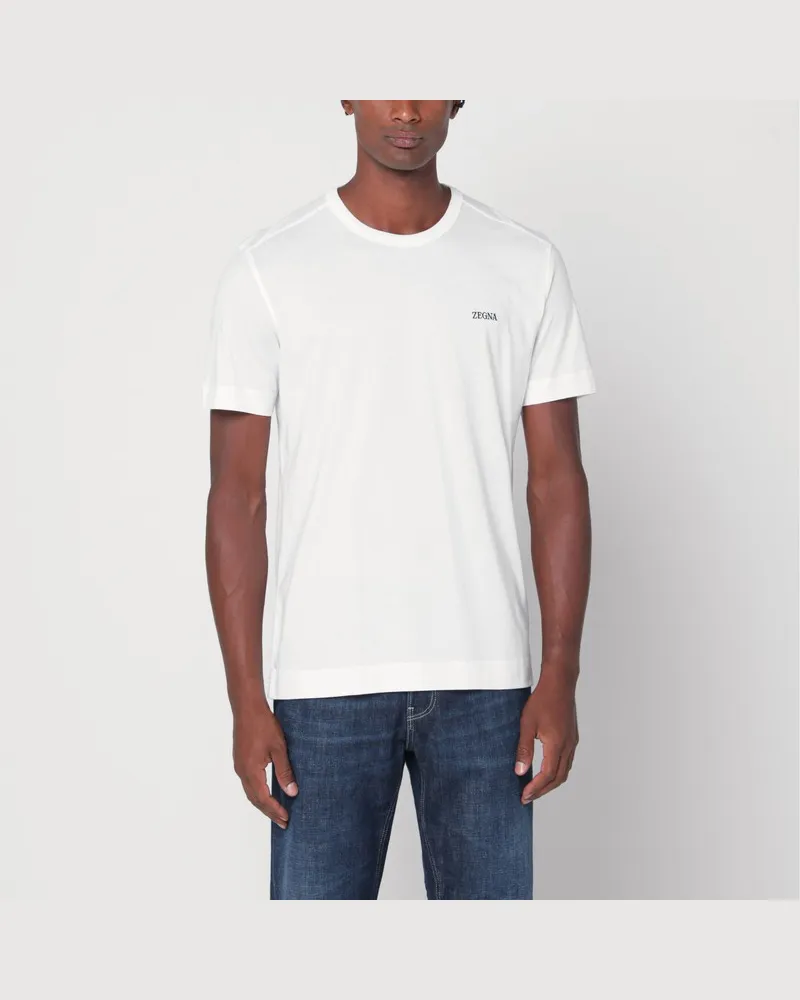 Ermenegildo Zegna Weißes T-Shirt mit Logo Weiß