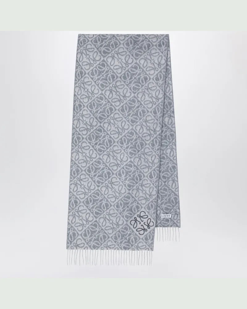 Loewe Grauer Schal Anagram aus Wolle und Kaschmir Grey