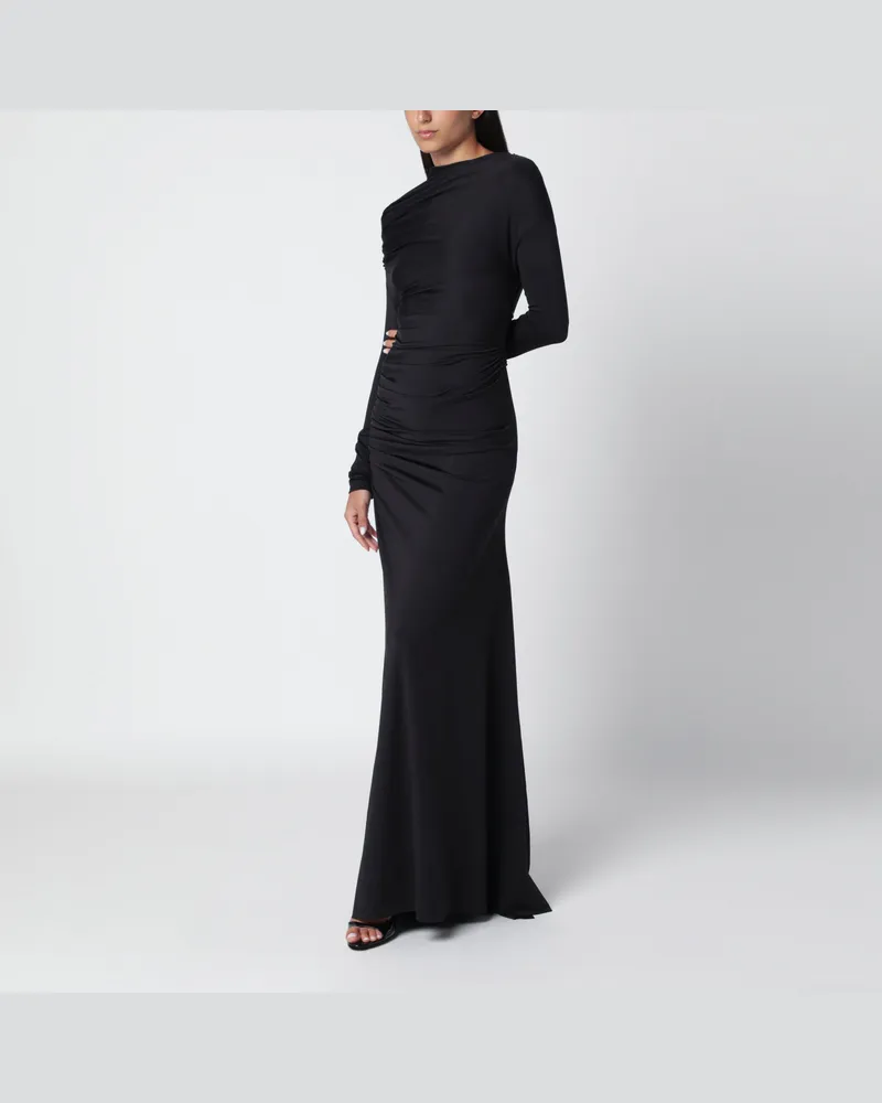 Victoria Beckham Langes schwarzes Kleid mit drapierten Schultern Black