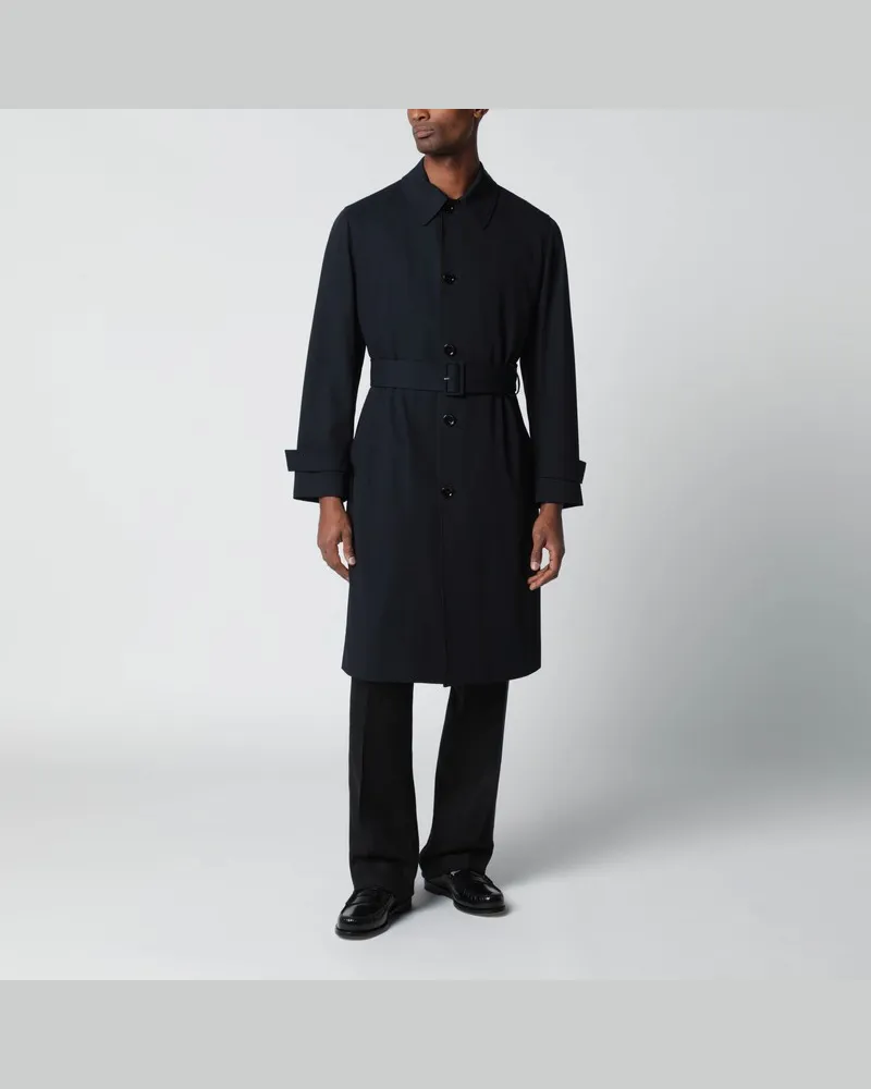 LARDINI Blauer einreihiger Trenchcoat aus Wolle Blau