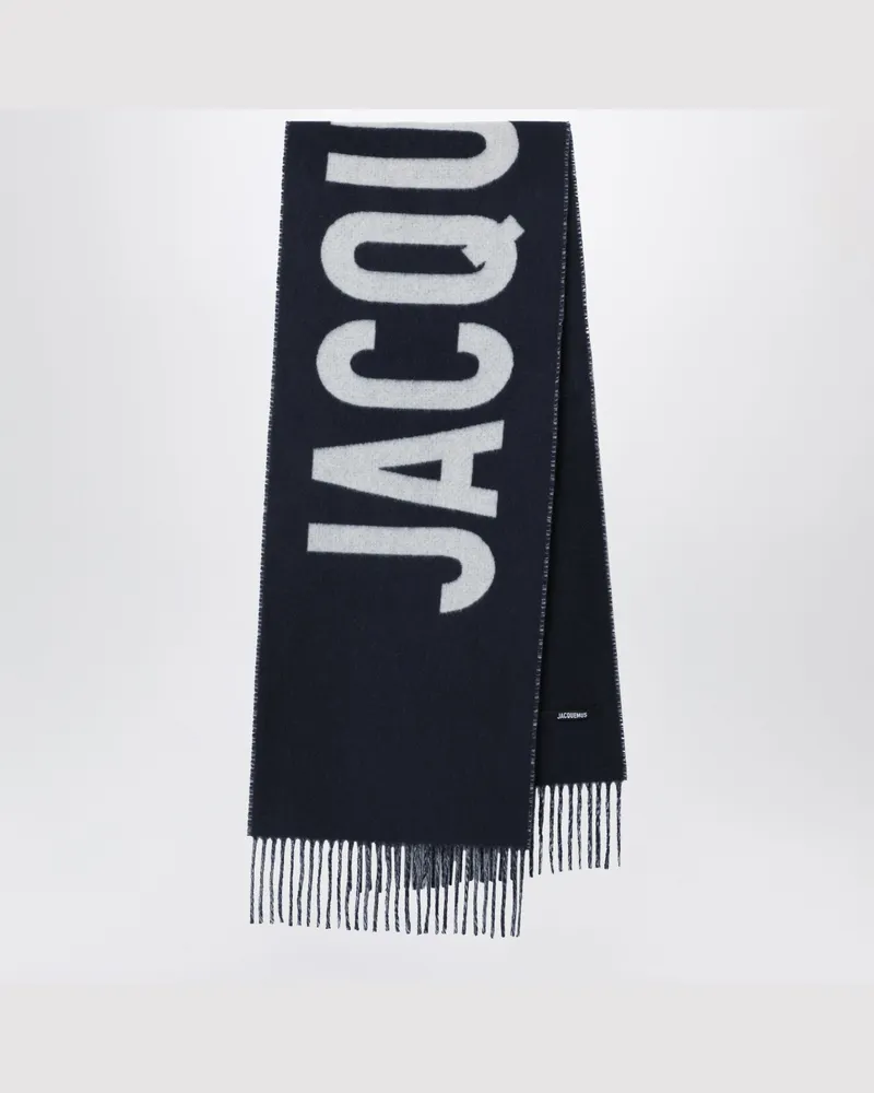 Jacquemus Navyblauer Wollschal mit Logo Blue
