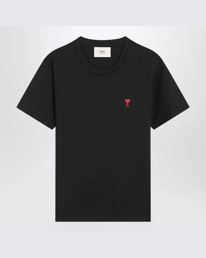 AMI Paris Schwarzes Ami De Coeur-T-Shirt Schwarz