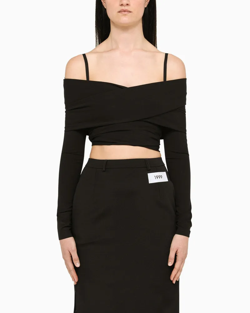 Dolce & Gabbana Schwarzes Oberteil mit U-Boot-Ausschnitt Black