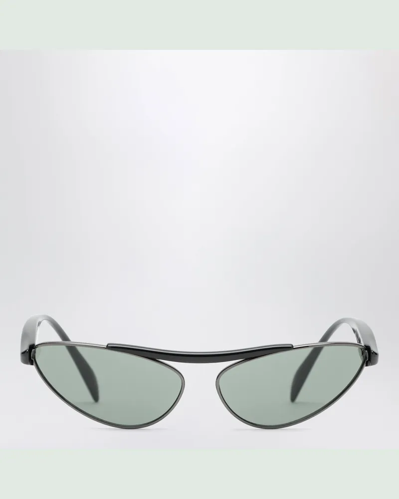 Bottega Veneta Black/green oval sunglasses in acetate Green