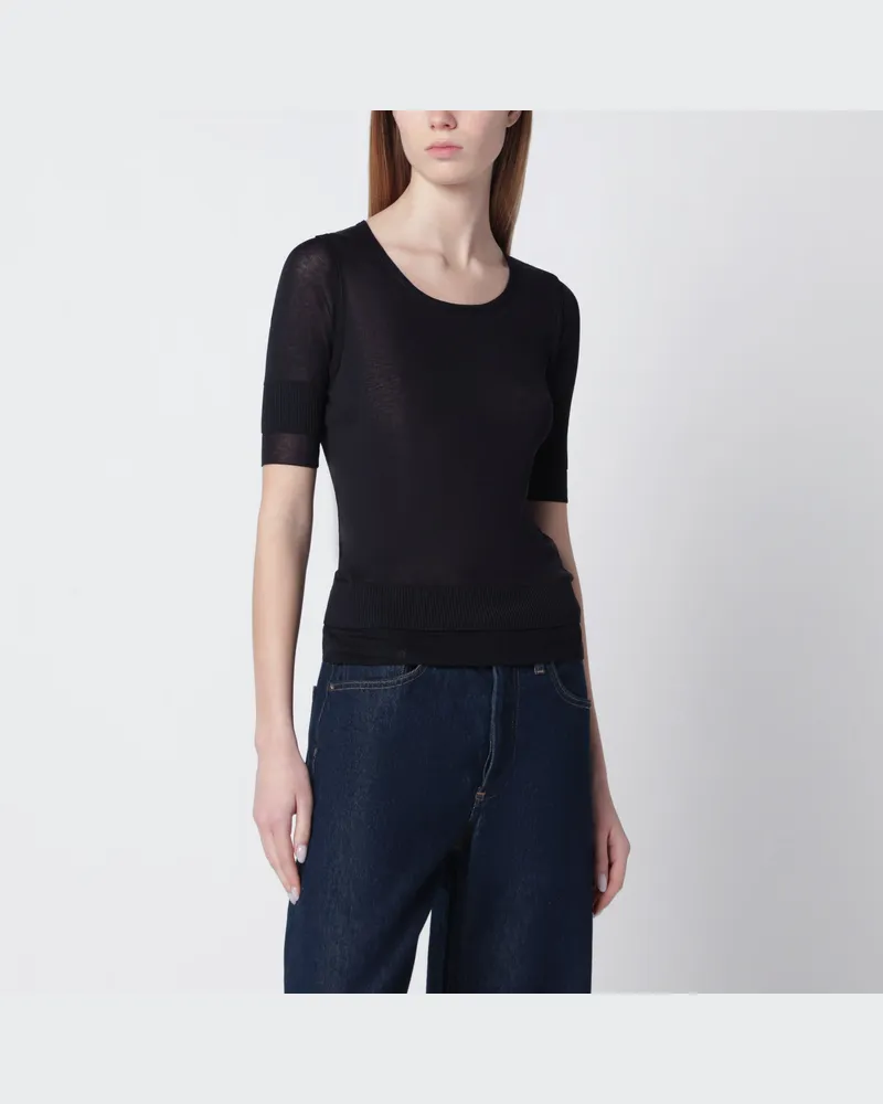 Christophe Lemaire Mitternachtsblaues Trompe-l'ail-Top aus Viskose und Seide Blue