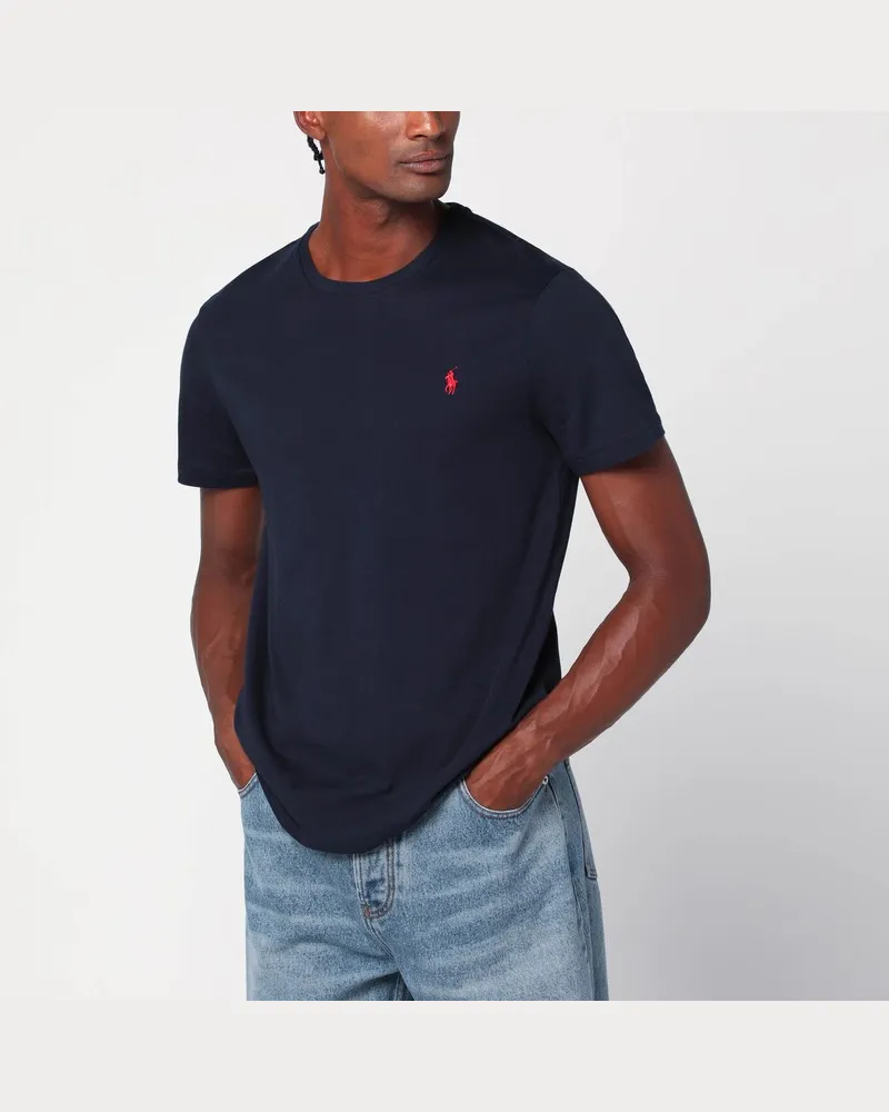 Ralph Lauren T-Shirt blau aus Baumwolle Custom Slim-Fit Blau