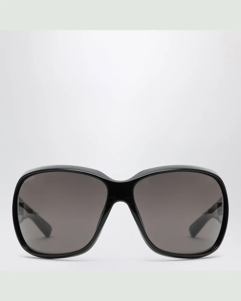 Gucci Eckige schwarze Sonnenbrille aus Acetat Black