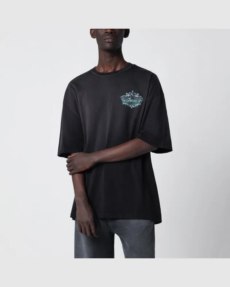 Amiri Schwarzes Baumwoll-T-Shirt Mit Logo Black