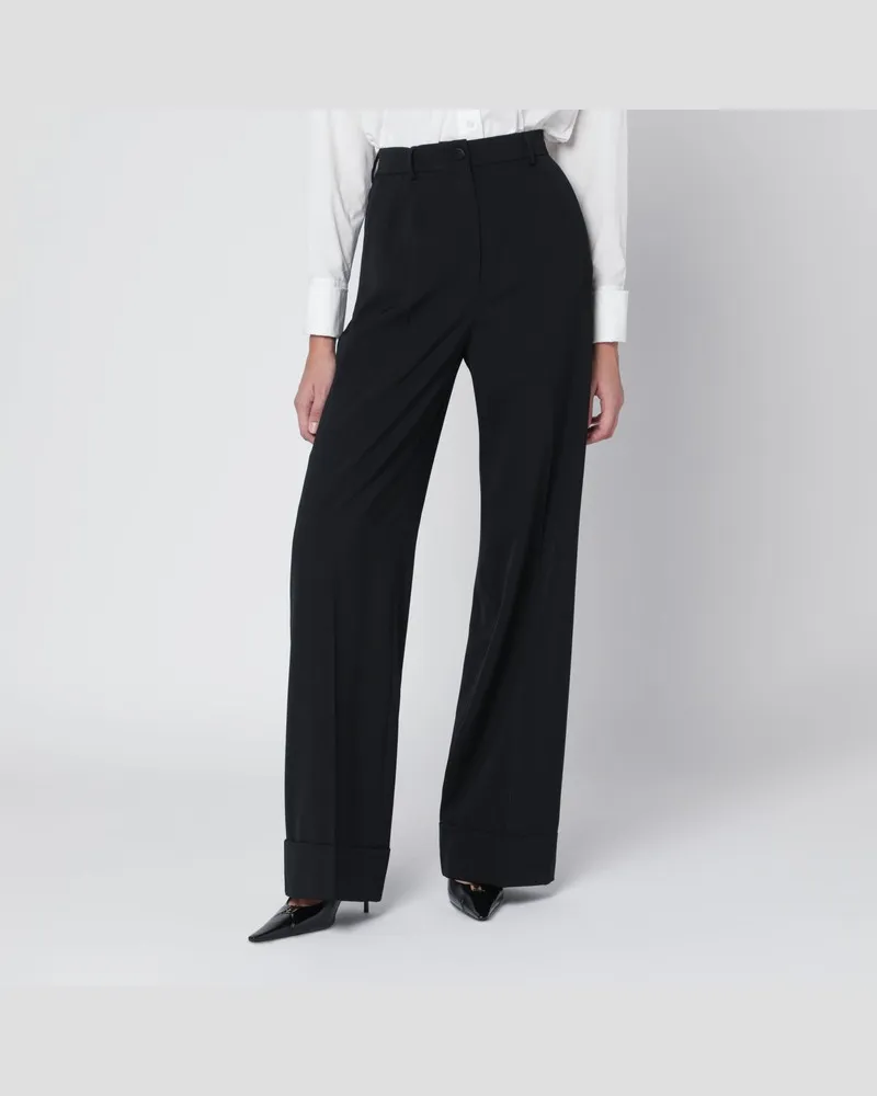 Dolce & Gabbana Schwarze Wollmischhose Schwarz