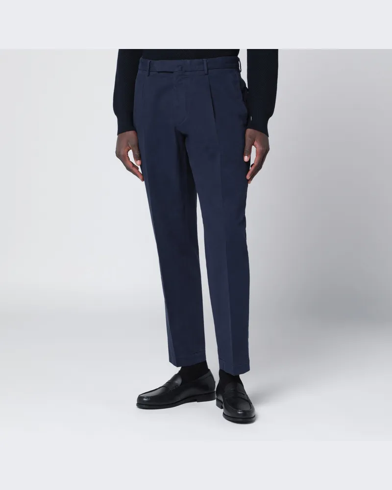 Biagio Santaniello Marineblaue Hose aus Baumwolle und Kaschmir Blue