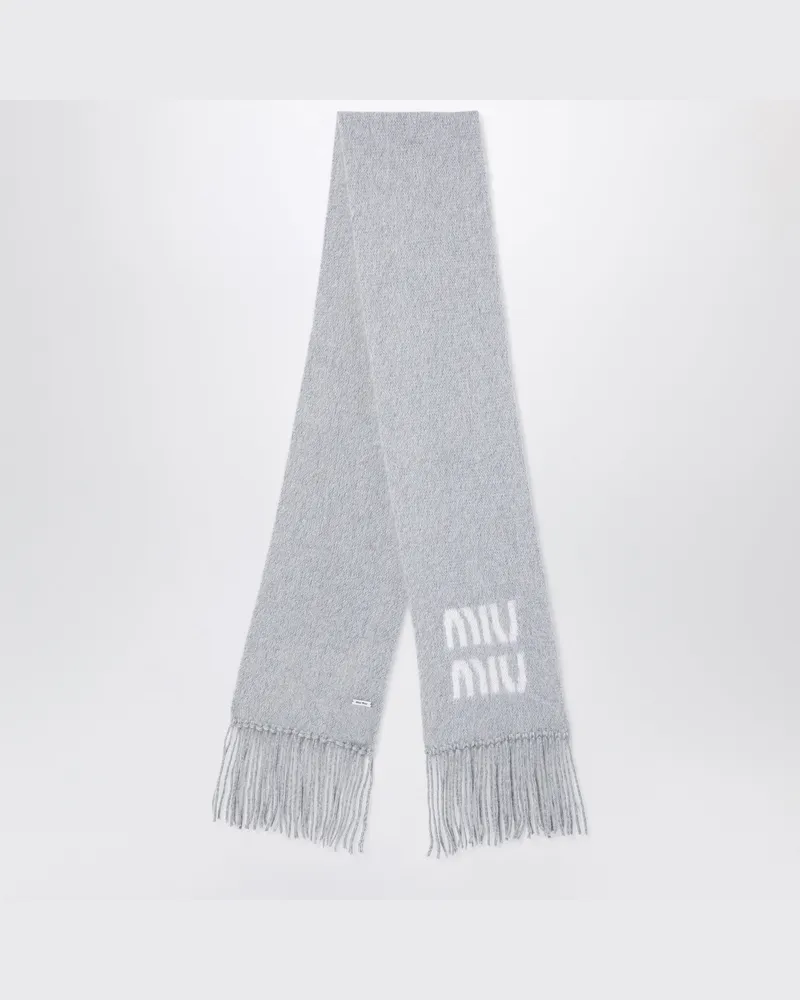 Miu Miu Grauer Mohairschal mit Logo Grey