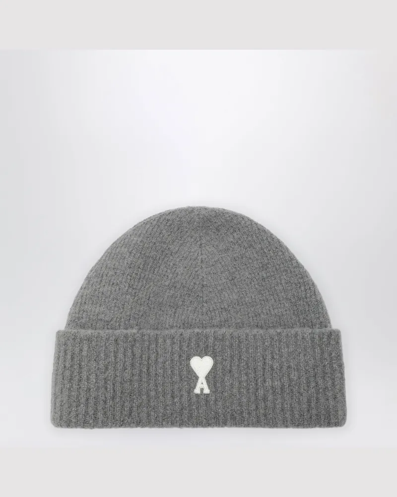 AMI Paris Ami de Coeur Mütze in Grau aus Wollmischung Grey
