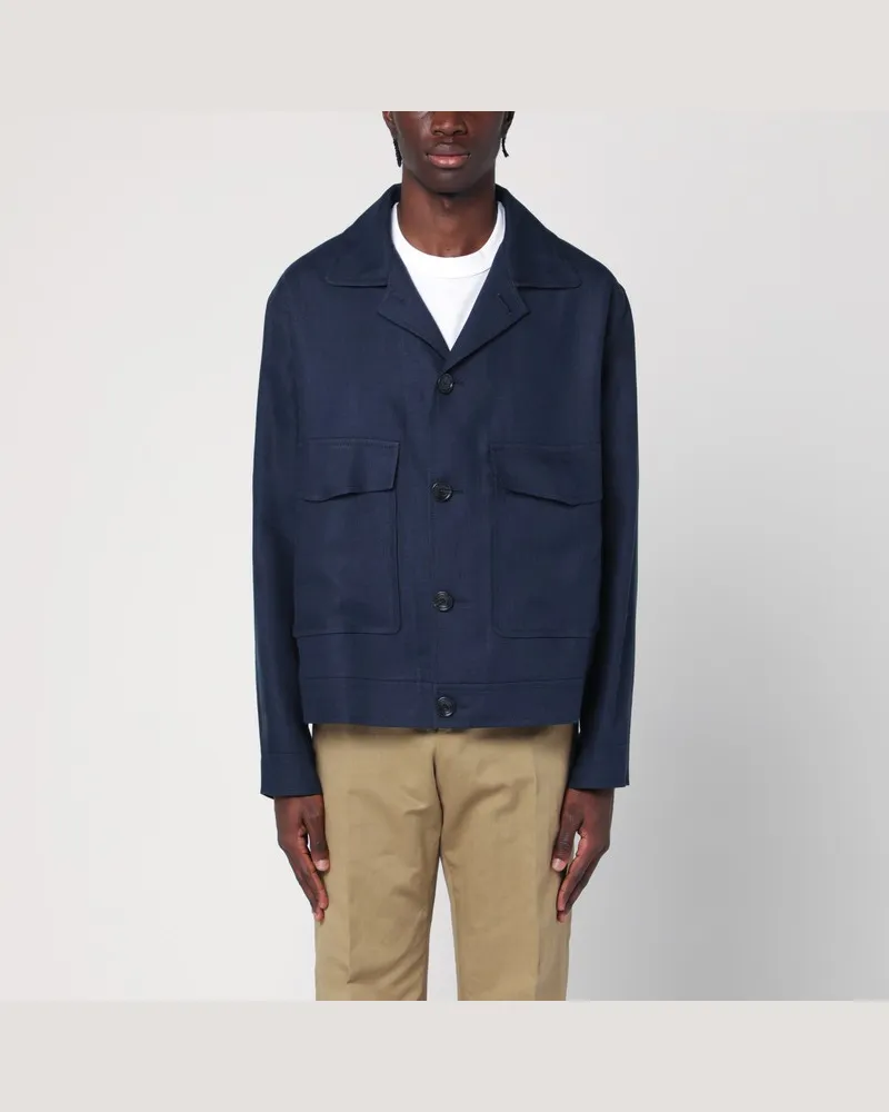 Tagliatore Blaue Leinenjacke Blau