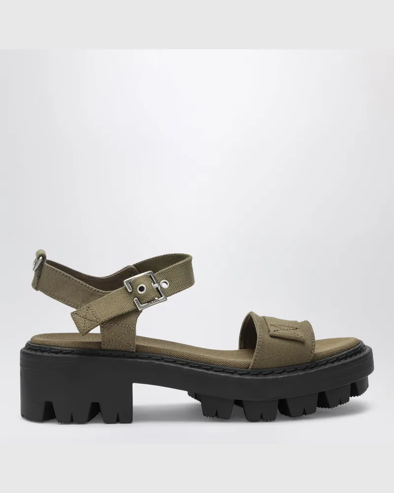 Prada Sandalen aus Canvas in Militärgrün Green