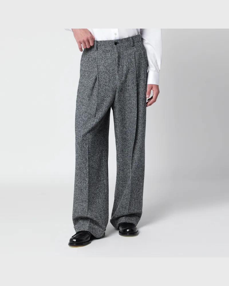 Dolce & Gabbana Graue Hose aus Wollmischung mit Punkten Grey