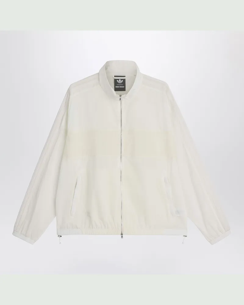 adidas WB zip-up sports jacket in ripstop fabric White