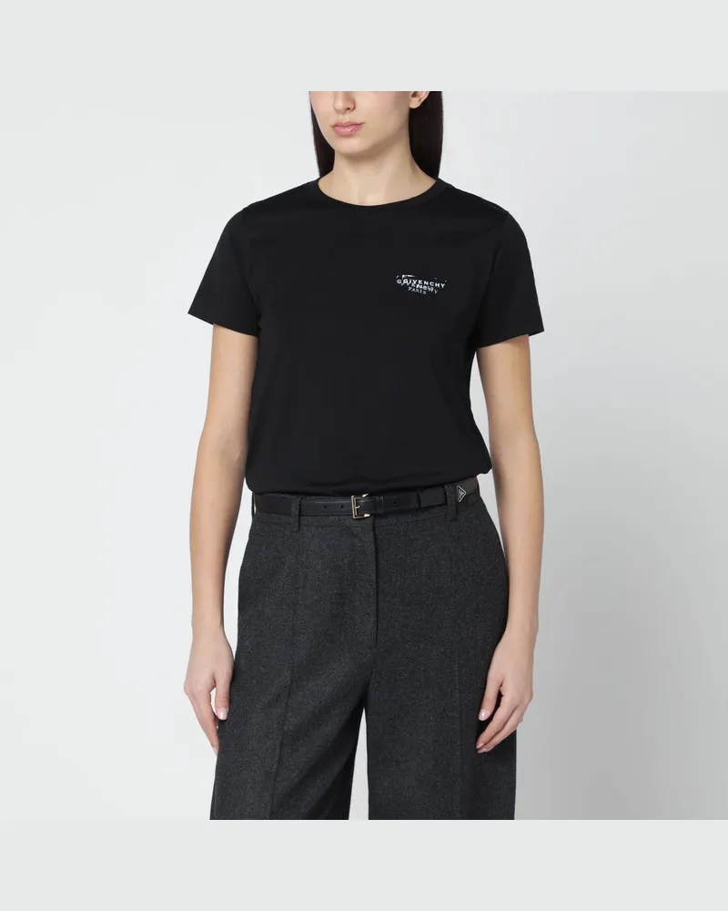 Givenchy Schwarzes T-Shirt mit -Stamp-Print Black