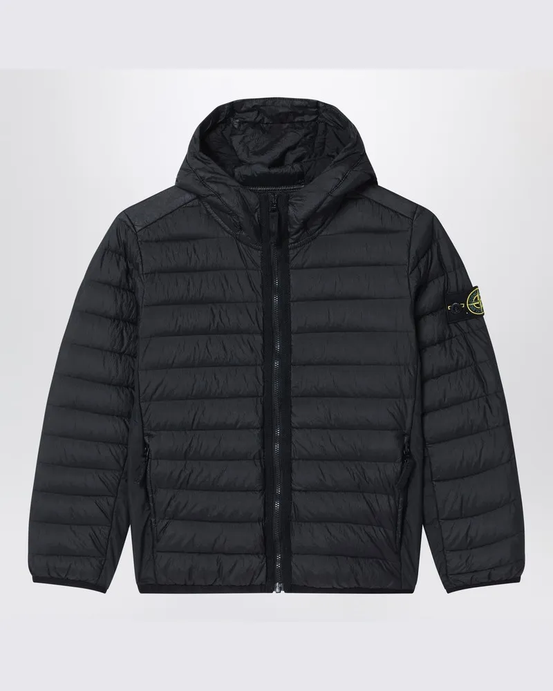 Stone Island Schwarze Kapuzenjacke Schwarz