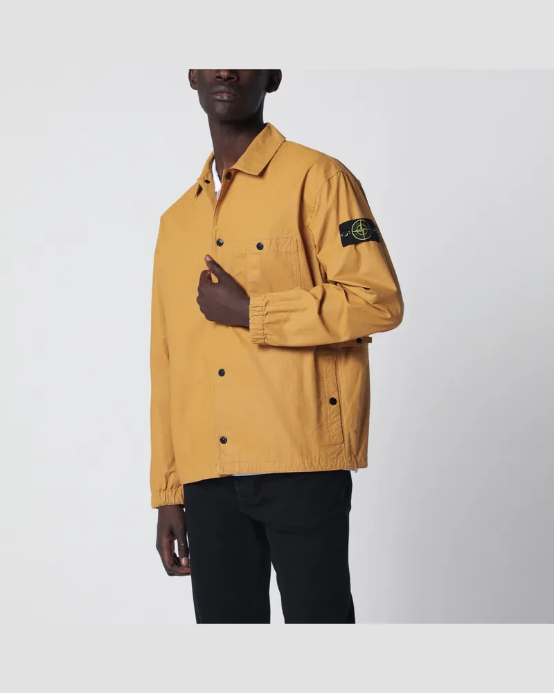 Stone Island Hemdjacke aus Baumwoll-Ripstop in Ockergelb Orange