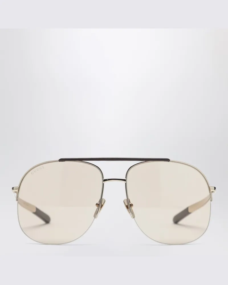 Gucci Goldene Navigator-Sonnenbrille Metallisch