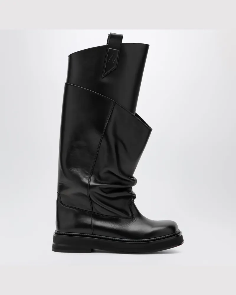 ATTICO Combat-Stiefel Robin Passeggiata aus Kalbsleder in Schwarz Black