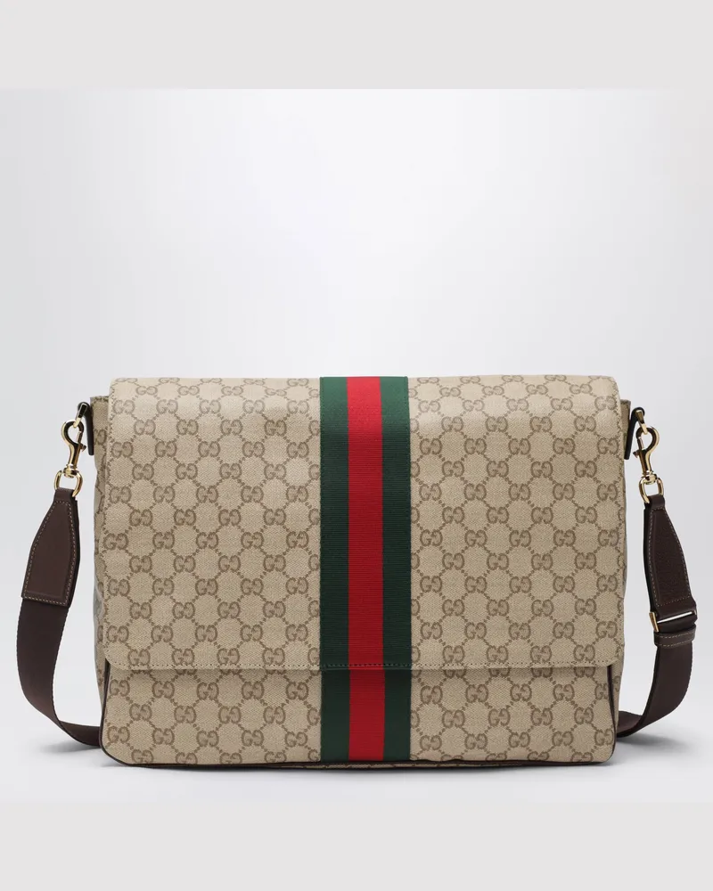 Gucci Mittelbraune GG-Canvas-Schultertasche Beige