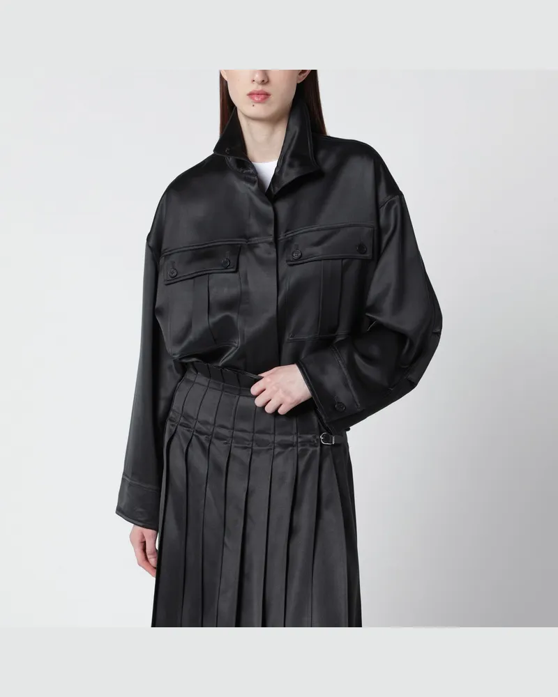 Durazzi Milano Dunkelgraue Hemdjacke aus glänzender Viskose Grey