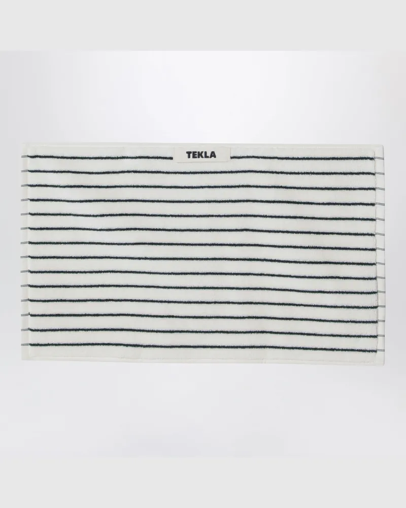 TEKLA Weißes gestreiftes Gästetuch 30x50 Green
