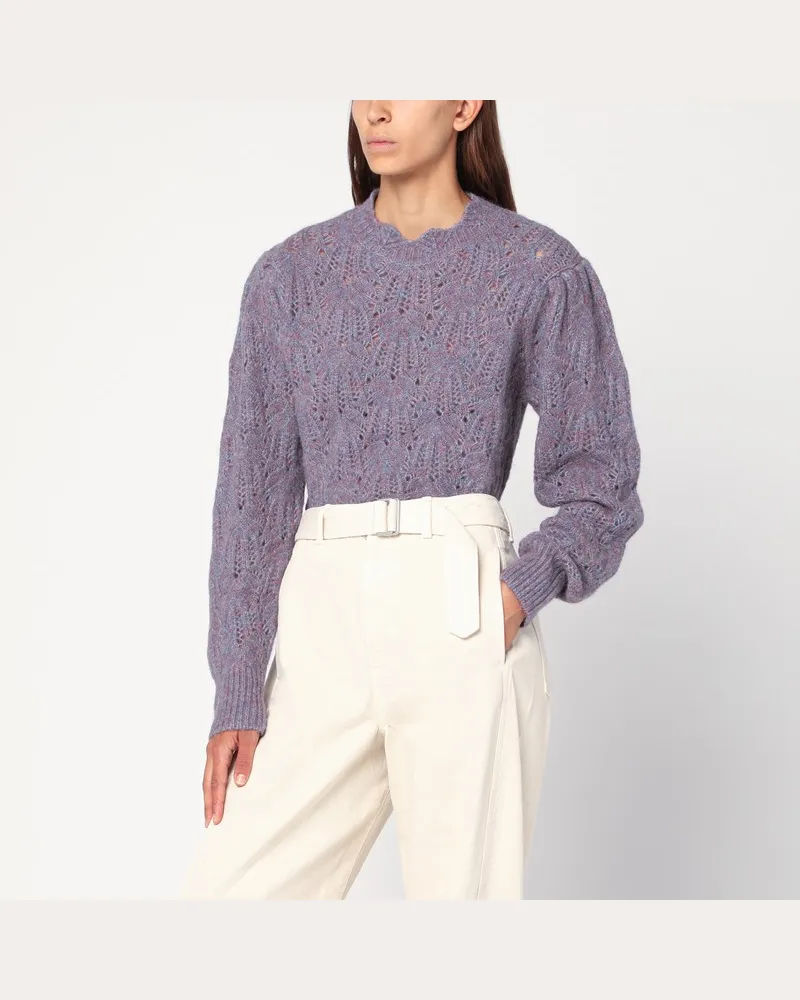 Isabel Marant Blau-violetter Pullover mit Lochmuster aus Alpakamischung Blau