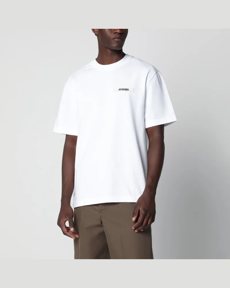 Jacquemus Weißes T-Shirt mit Grosgrain-Logo White