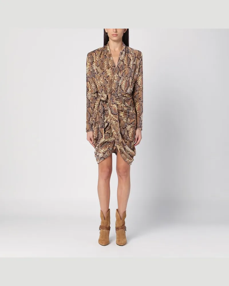 Isabel Marant Kleid Cleora mit Schlangenprint Beige