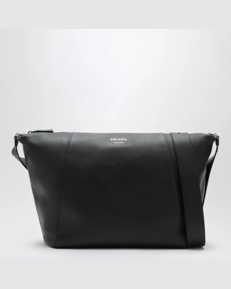 Prada Schwarze Leder-Umhängetasche Schwarz