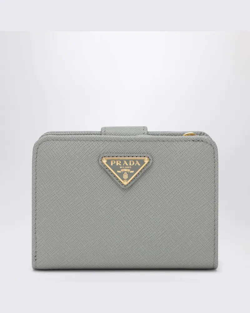 Prada Kleines hellgraues Saffiano-Portemonnaie Grau