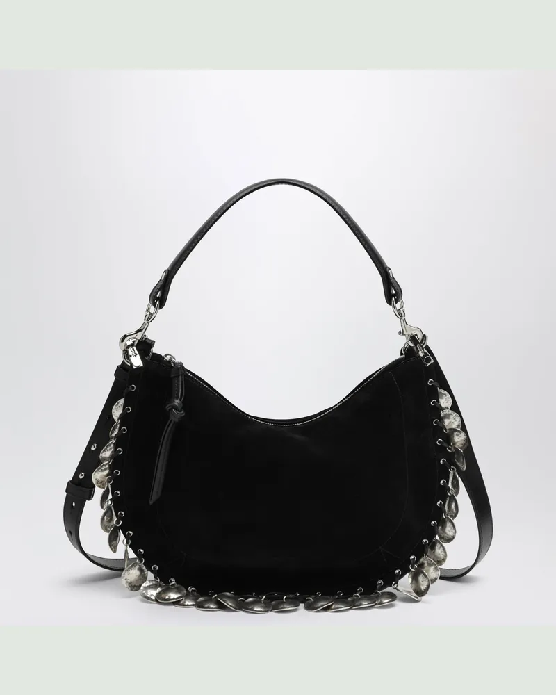 Isabel Marant Oskan Soft Zipped Tasche aus schwarzem Veloursleder mit Medaillen Black