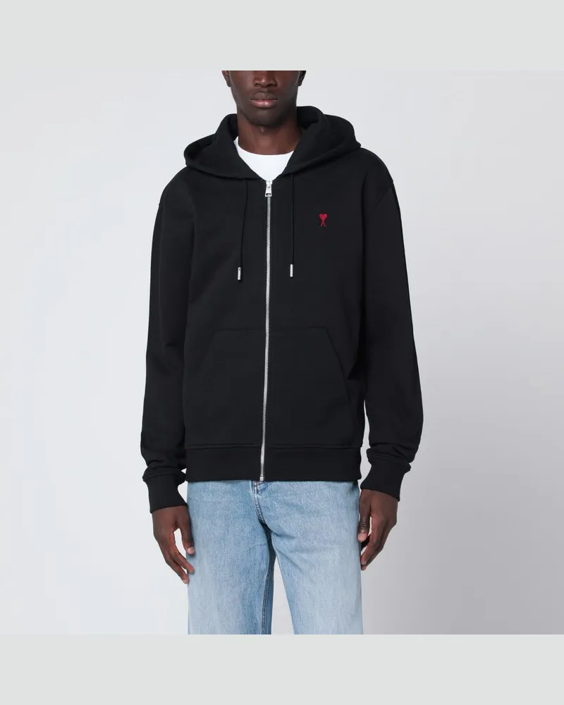 AMI Paris Sweatshirt mit Reißverschluss Ami De Coeur schwarz Schwarz