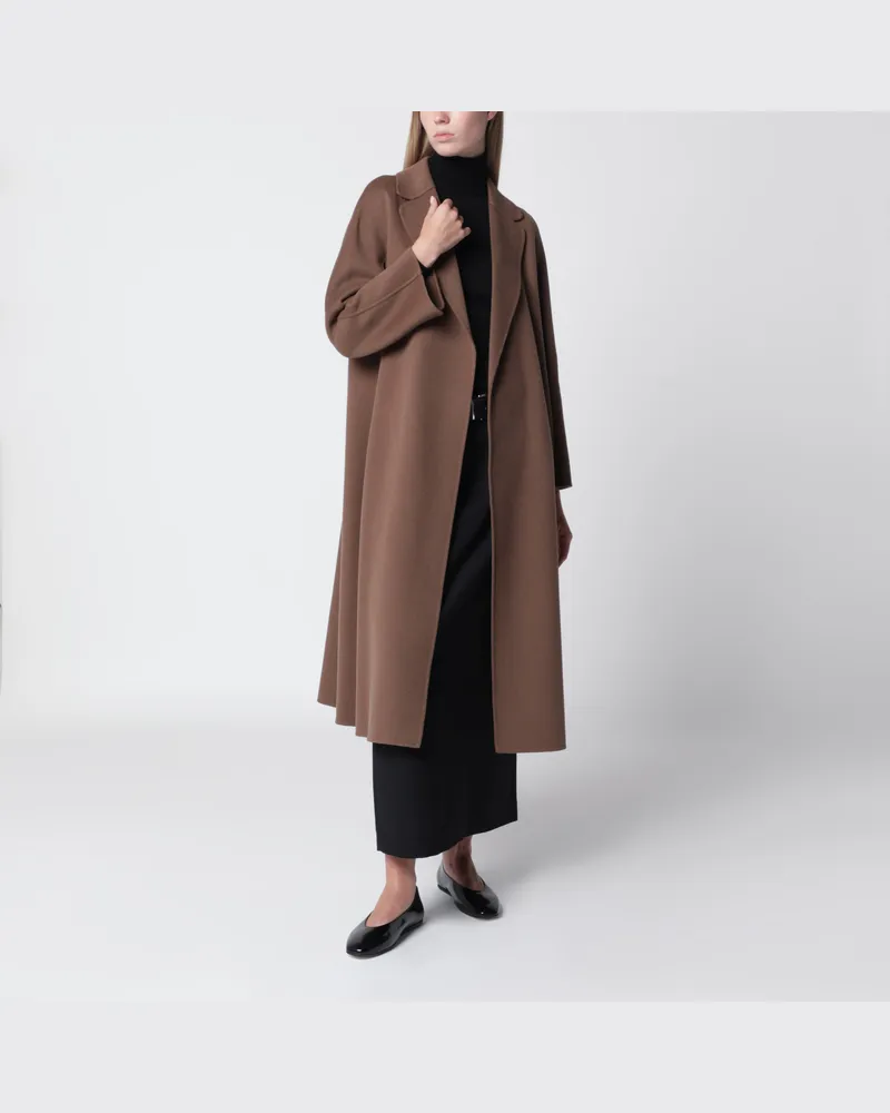 Max Mara Brauner Midimantel aus Wolldrap Brown