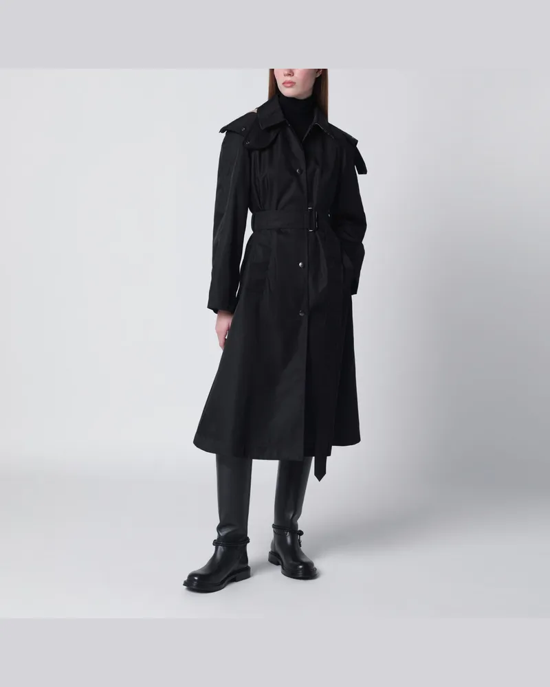 Burberry Langer schwarzer Car Coat aus Nylon Black