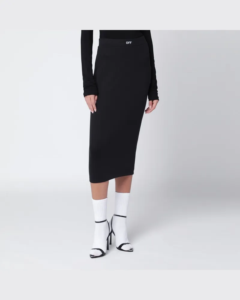 OFF-WHITE Schwarzer Bleistiftrock mit OFF-Logo Schwarz