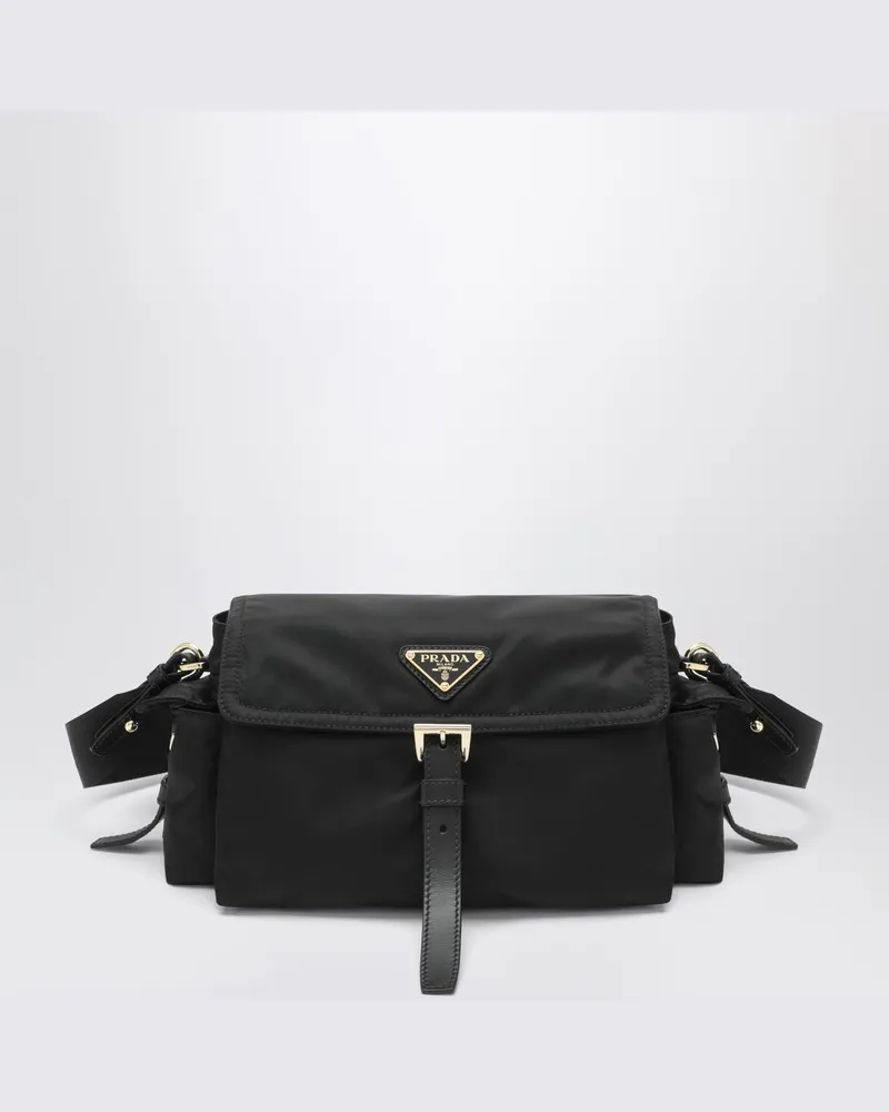 Prada Explore Medium Tasche aus schwarzem Re-Nylon Schwarz