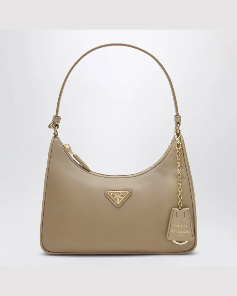 Prada Re-Edition 2005 Tasche aus Re-Nylon und Saffiano-Leder in Camel Brown