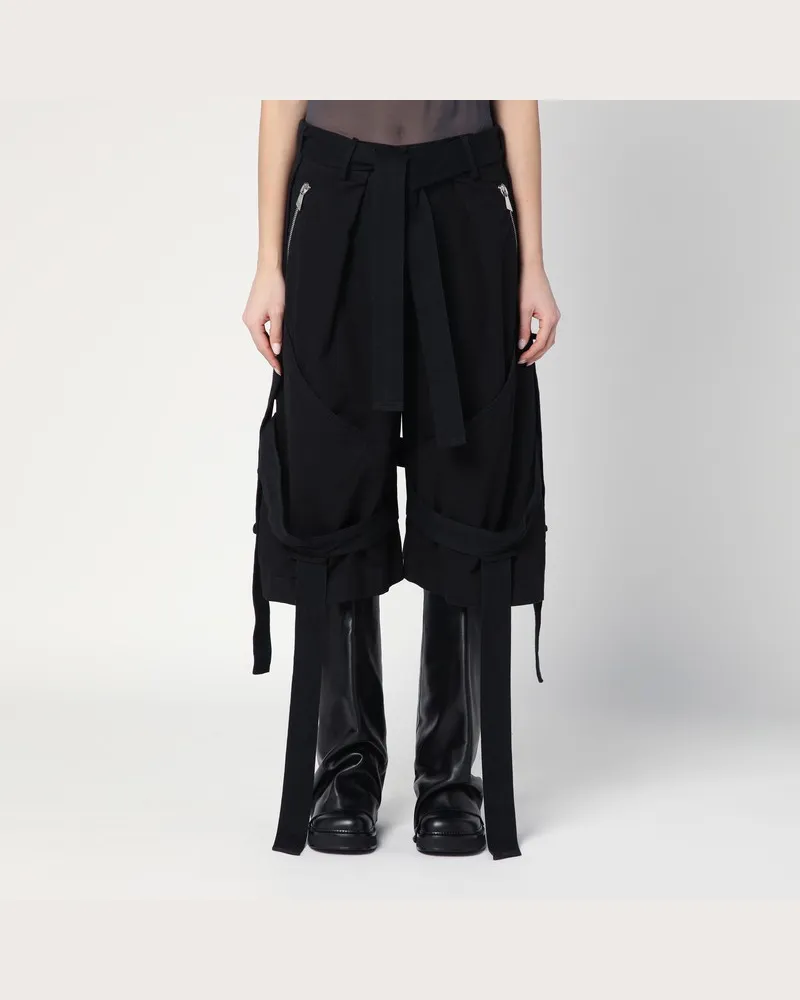 ATTICO Weite schwarze Bermudashorts aus Baumwolle Schwarz