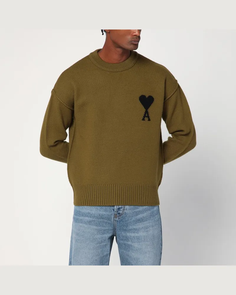 AMI Paris Bronze Ami De Coeur Wollpullover Braun