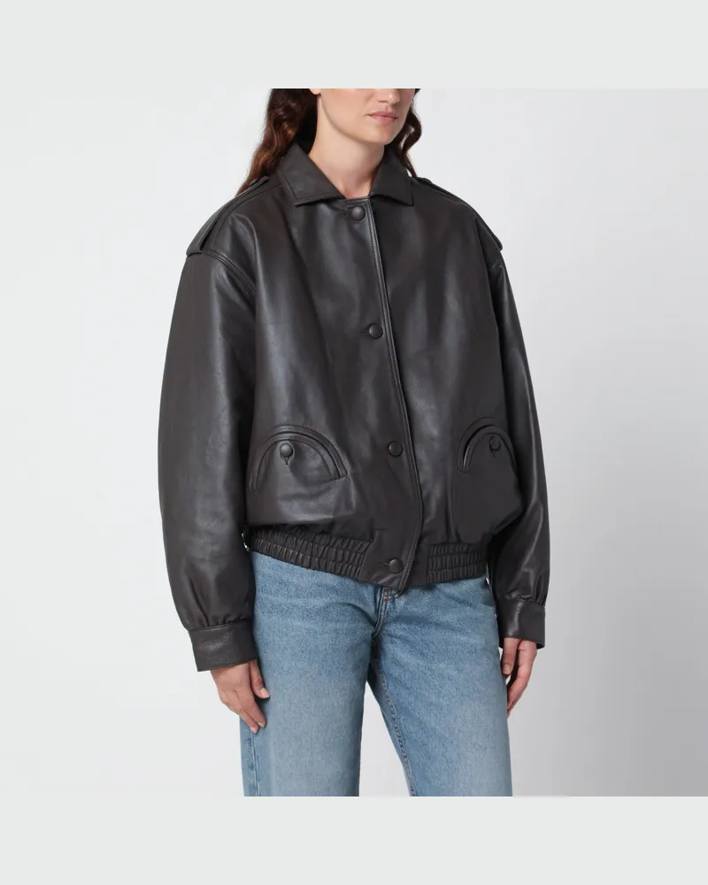 Blazé Milano Charlie Bomberjacke aus ebenholzfarbenem Leder Brown